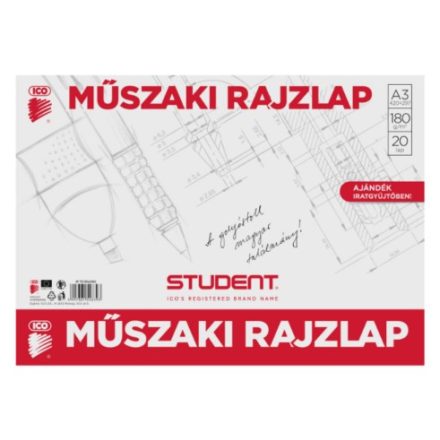 ICO Student A4 műszaki rajzlap 20lap 180g