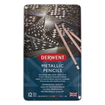 Derwent METALLIC metálfényű ceruza készlet fémdobozban 12 szín