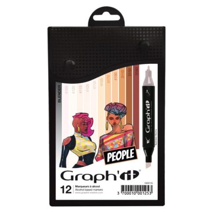 GRAPH'IT kétvégű (vágott/normál) alkoholos filctoll 0125 bőrszínek 12db